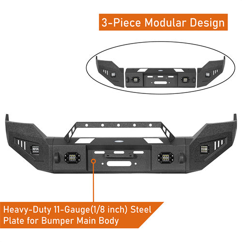 Front Bumper w/ Winch Plate & LED Spotlights (13-18 Ram 1500, Excluding Rebel) - LandShaker