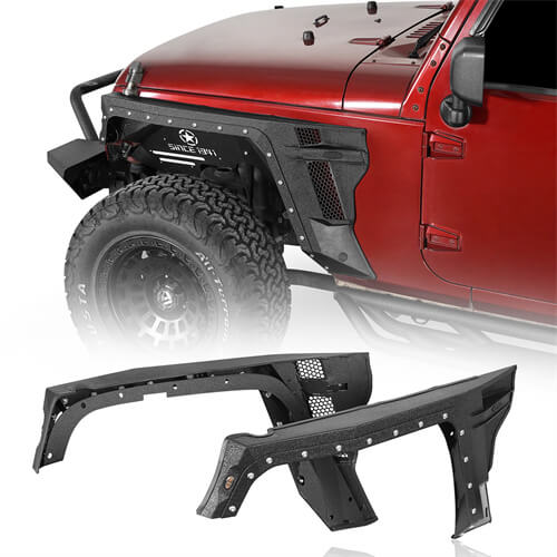 Bulwark Front Fender Flares w/Turn Signal Lights For 2007-2018 Jeep Wrangler JK - LandShaker