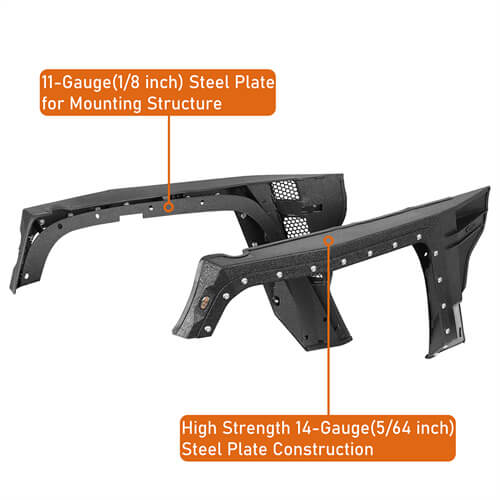 Bulwark Front Fender Flares w/Turn Signal Lights For 2007-2018 Jeep Wrangler JK - LandShaker