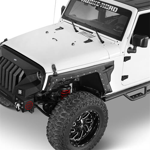 Bulwark Front Fender Flares w/Turn Signal Lights For 2007-2018 Jeep Wrangler JK - LandShaker