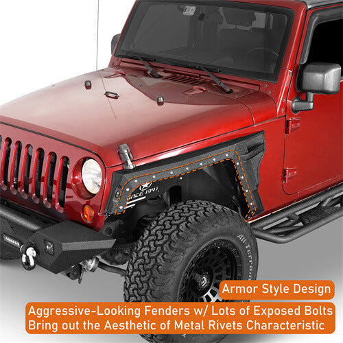 Bulwark Front Fender Flares w/Turn Signal Lights For 2007-2018 Jeep Wrangler JK - LandShaker