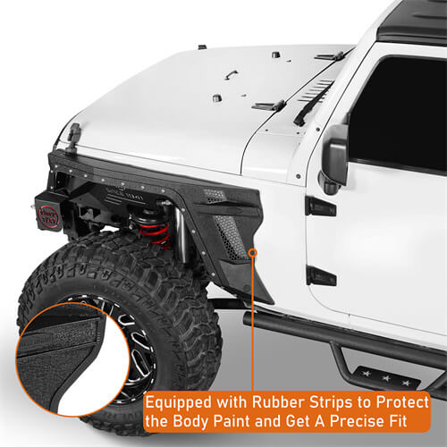 Bulwark Front Fender Flares w/Turn Signal Lights For 2007-2018 Jeep Wrangler JK - LandShaker