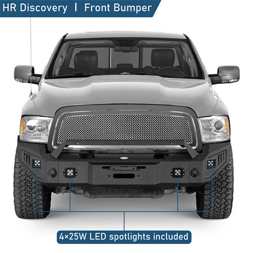Road Trip Front Full-Width Bumper w/ LED Spotlights For 2009-2012 Ram 1500 - Landshsker4x4