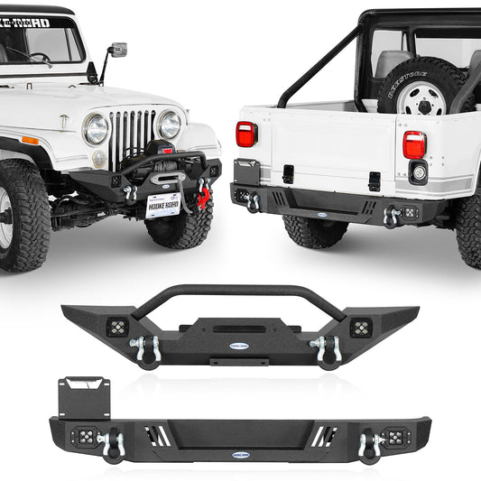 Front & Rear Bumper w/ LED Lights For 1976-1986 Jeep CJ-5 CJ-7 CJ-8 Scrambler - Landshaker4x4