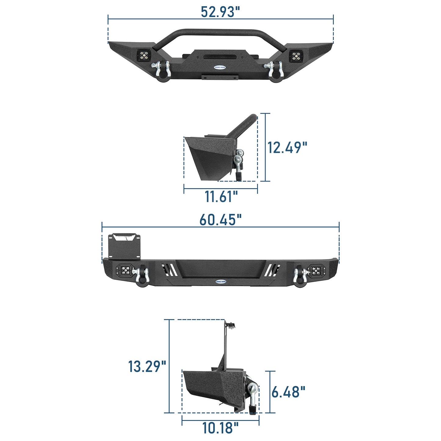Front & Rear Bumper w/ LED Lights For 1976-1986 Jeep CJ-5 CJ-7 CJ-8 Scrambler - Landshaker4x4
