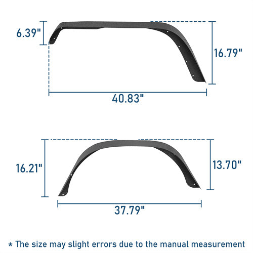 Slim Flat Front & Rear Fender Flares Kit For Jeep Wrangler YJ 1987-1995 - LandShaker4x4
