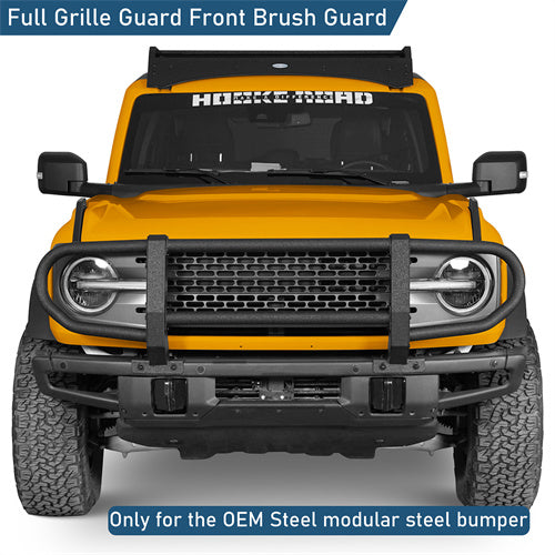 Full Grille Guard Front Brush Guard w/ Steel Modular Bumper For 2021-2025 Ford Bronco (Excluding Raptor, Everglades, Black Diamond Models) - LandShaker4x4