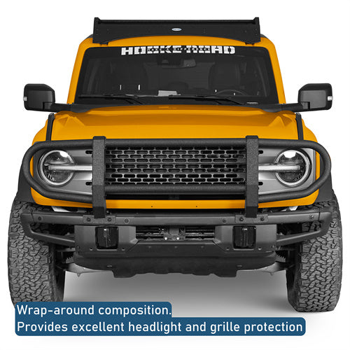 Full Grille Guard Front Brush Guard w/ Steel Modular Bumper For 2021-2025 Ford Bronco (Excluding Raptor, Everglades, Black Diamond Models) - LandShaker4x4