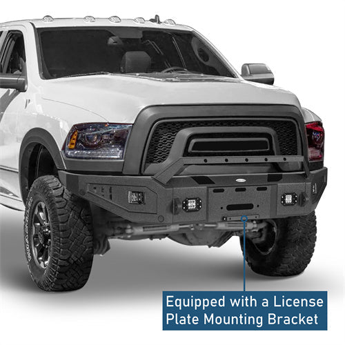 Full Width Front Bumper w/ Winch Plate & LED Spotlights (15-18 Ram 1500 Rebel) - LandShaker