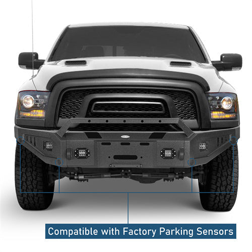 Full Width Front Bumper w/ Winch Plate & LED Spotlights (15-18 Ram 1500 Rebel) - LandShaker