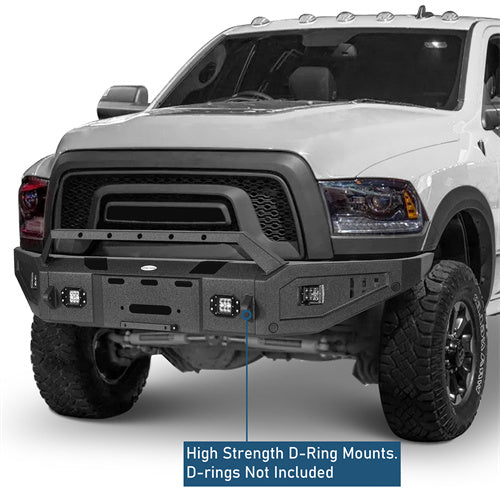 Full Width Front Bumper w/ Winch Plate & LED Spotlights (15-18 Ram 1500 Rebel) - LandShaker