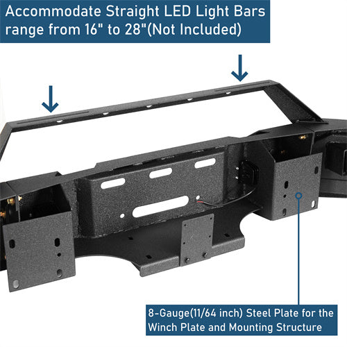 Full Width Front Bumper w/ Winch Plate & LED Spotlights (15-18 Ram 1500 Rebel) - LandShaker