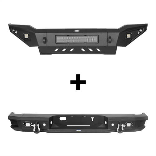Full Width Front Bumper w/Skid Plate & Rear Bumper (07-13 Toyota Tundra)-LandShaker