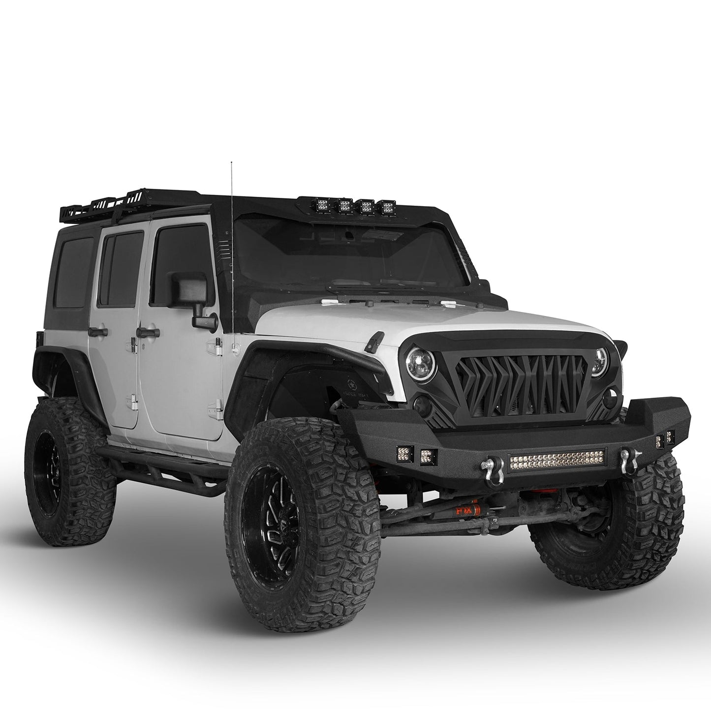 Full width Front Bumper & Rear Bumper w/Tire Carrier(07-18 Jeep Wrangler JK)-LandShaker