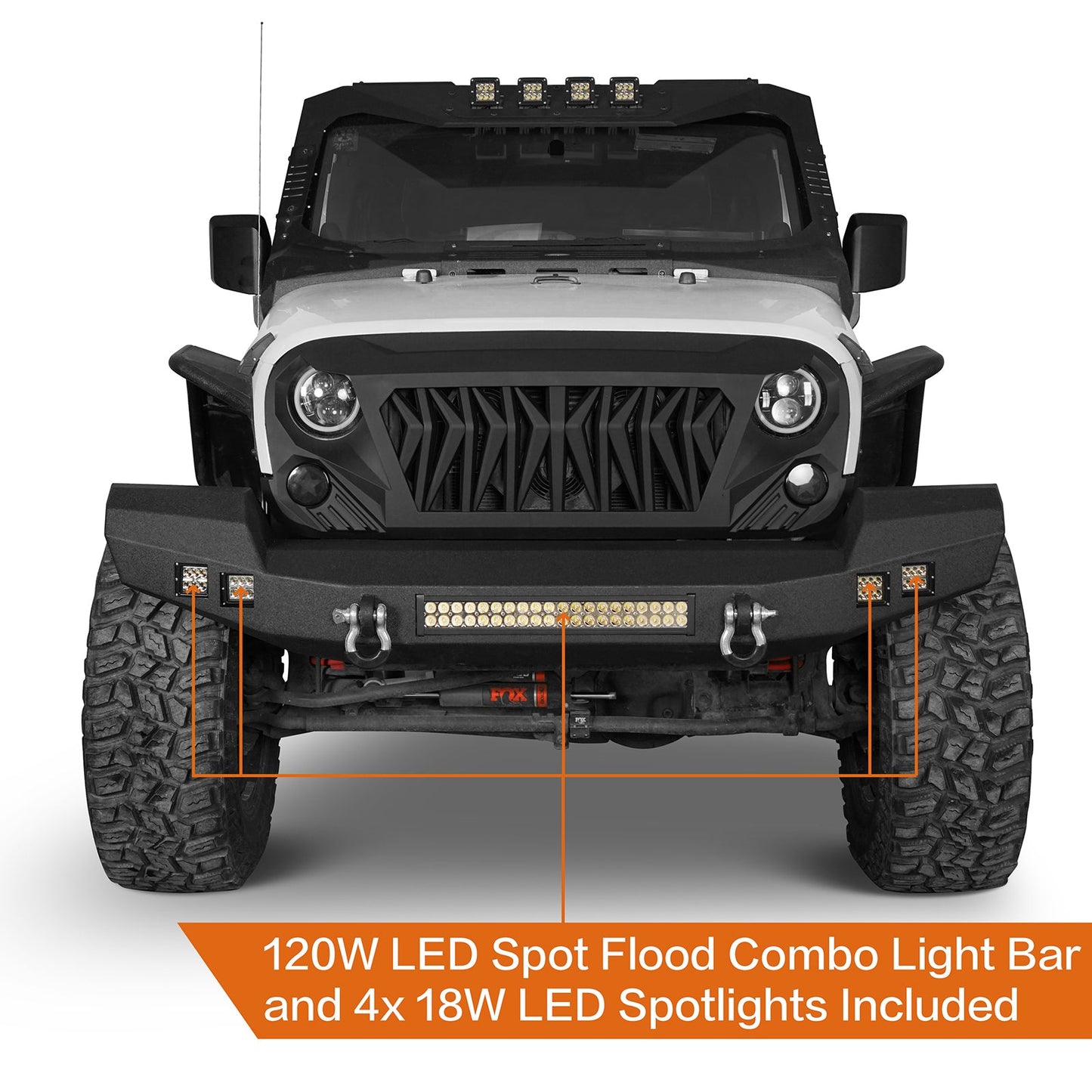 Full width Front Bumper & Rear Bumper w/Tire Carrier(07-18 Jeep Wrangler JK)-LandShaker