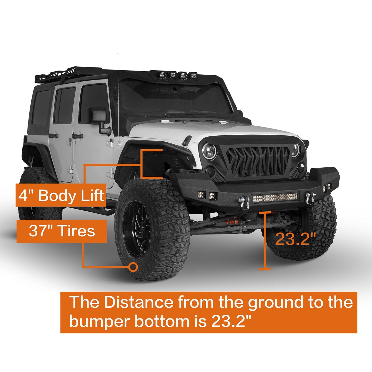 Full width Front Bumper & Rear Bumper w/Tire Carrier(07-18 Jeep Wrangler JK)-LandShaker