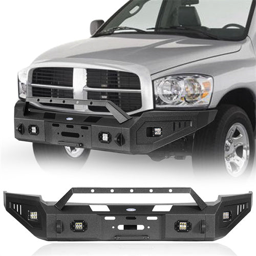 Full-Width Front Bumper w/ Winch Plate & LED Spotlights (06-08 Ram 1500) - LandShaker