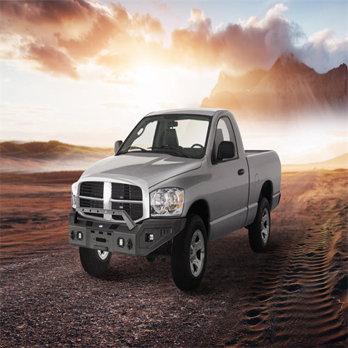 Full-Width Front Bumper w/ Winch Plate & LED Spotlights (06-08 Ram 1500) - LandShaker