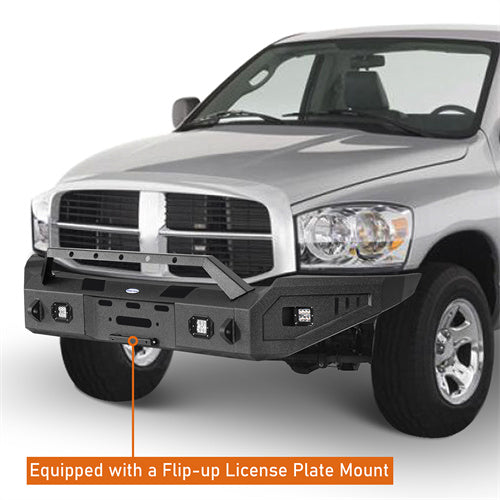 Full-Width Front Bumper w/ Winch Plate & LED Spotlights (06-08 Ram 1500) - LandShaker
