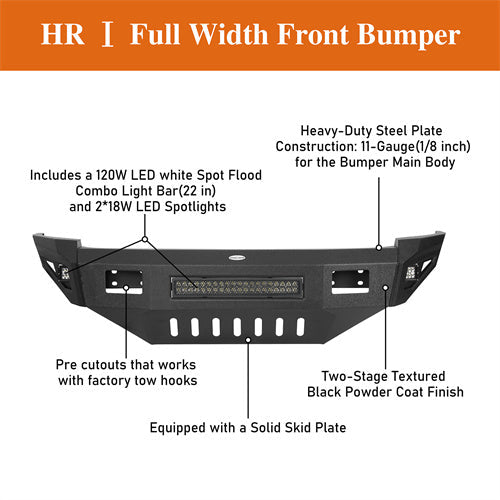 Full Width Front Bumper w/ 120W LED Light Bar (10-18 Ram 2500) - LandShaker