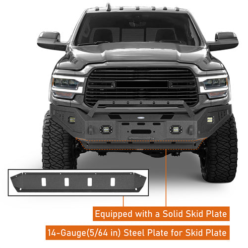 LandShaker Full Width Front Bumper w/ Winch Plate & LED Spotlights (19-24 Ram 2500)