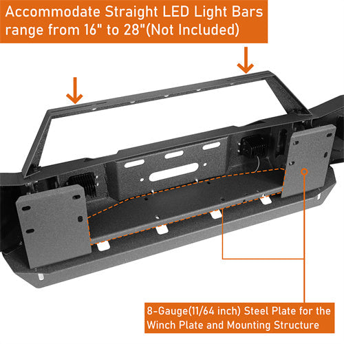 LandShaker Full Width Front Bumper w/ Winch Plate & LED Spotlights (19-24 Ram 2500)