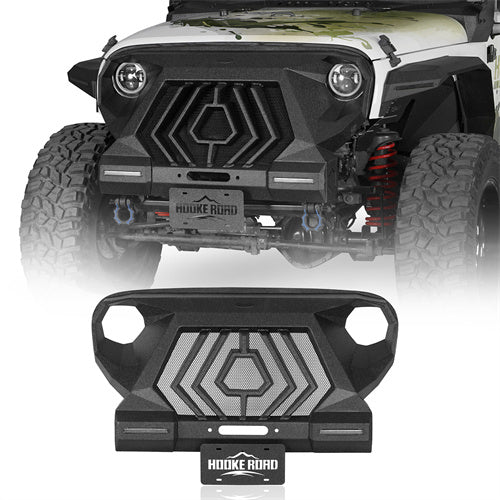 Mad Max Grill+Bumper w/ LED Turn Signal Lights For 2007-2018 Jeep Wrangler JK - Landshaker4x4