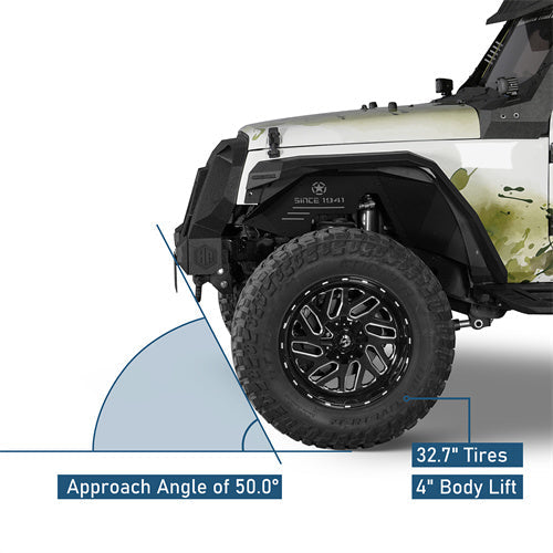 Mad Max Grill+Bumper w/ LED Turn Signal Lights For 2007-2018 Jeep Wrangler JK - Landshaker4x4