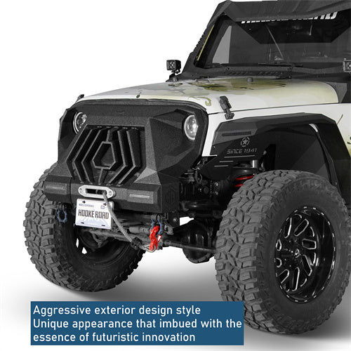 Mad Max Grill+Bumper w/ LED Turn Signal Lights For 2007-2018 Jeep Wrangler JK - Landshaker4x4