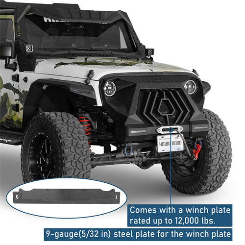 Mad Max Grill+Bumper w/ LED Turn Signal Lights For 2007-2018 Jeep Wrangler JK - Landshaker4x4