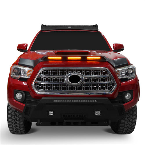 Hood Protector Stone Guard w/ Amber Lights For 2016-2023 Toyota Tacoma - LandShaker4x4
