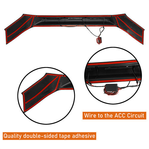 Hood Protector Stone Guard w/ Amber Lights For 2016-2023 Toyota Tacoma - LandShaker4x4