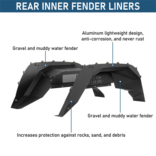 Legend Rear Inner Fender Liners For 2020-2025 Jeep Gladiator JT - Landshaker4x4