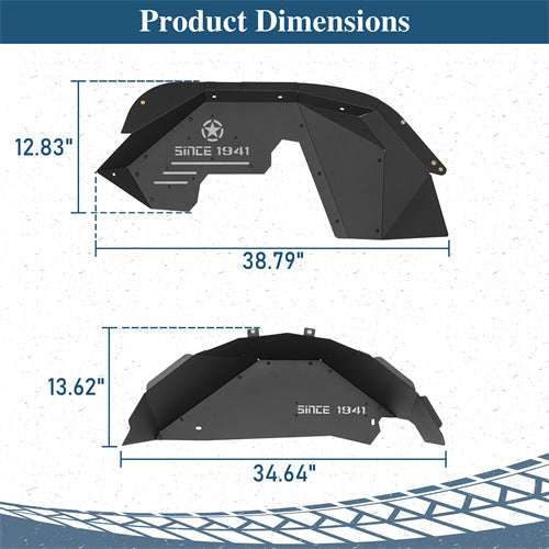 Front & Rear Aluminum Inner Fender Liners For 2007-2018 Jeep Wrangler JK - Landshaker4x4