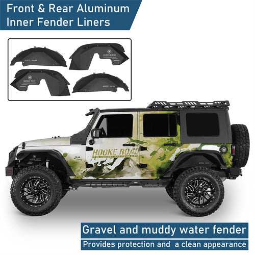 Front & Rear Aluminum Inner Fender Liners For 2007-2018 Jeep Wrangler JK - Landshaker4x4