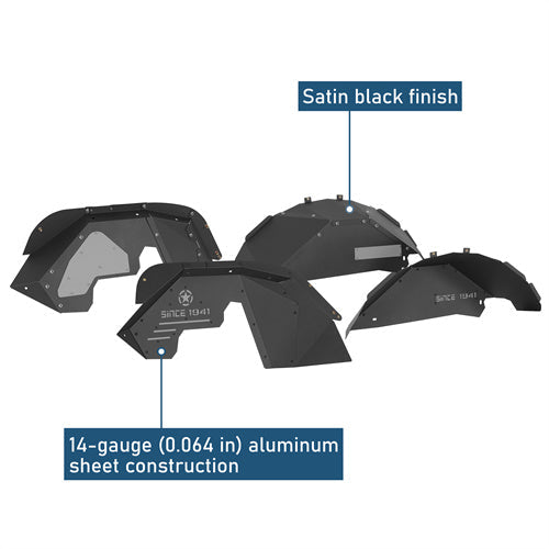 Front & Rear Aluminum Inner Fender Liners For 2007-2018 Jeep Wrangler JK - Landshaker4x4
