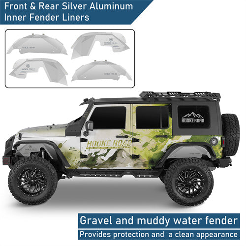Front & Rear Aluminum Inner Fender Liners For 2007-2018 Jeep Wrangler JK - Landshaker4x4