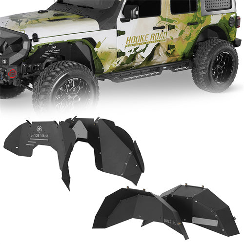 Front & Rear Aluminum Inner Fender Liners For 2018-2025 Jeep Wrangler JL (Excluding Rubicon 3.6L Engine)- Landshaker4x4