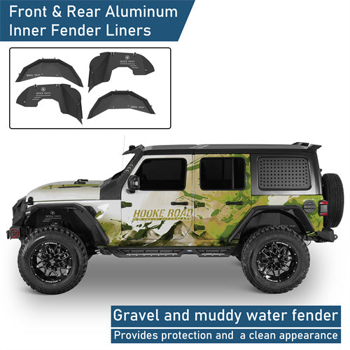 Front & Rear Aluminum Inner Fender Liners For 2018-2025 Jeep Wrangler JL (Excluding Rubicon 3.6L Engine)- Landshaker4x4