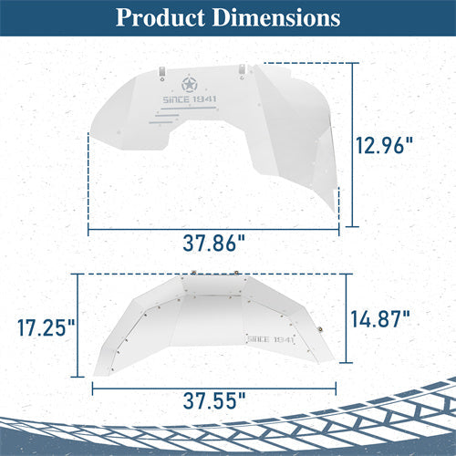 Front & Rear Aluminum Inner Fender Liners For 2018-2025 Jeep Wrangler JL (Excluding Rubicon 3.6L Engine)- Landshaker4x4