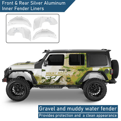 Front & Rear Aluminum Inner Fender Liners For 2018-2025 Jeep Wrangler JL (Excluding Rubicon 3.6L Engine)- Landshaker4x4