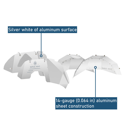 Front & Rear Aluminum Inner Fender Liners For 2018-2025 Jeep Wrangler JL (Excluding Rubicon 3.6L Engine)- Landshaker4x4