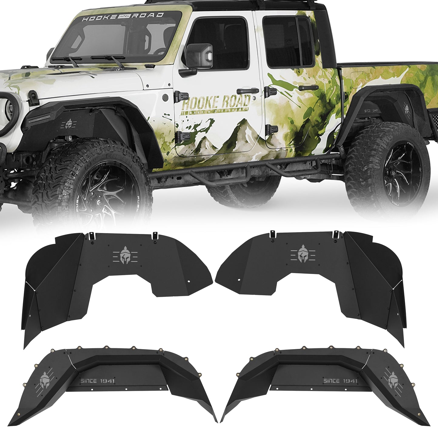 Front & Rear Inner Fender Liners For 2018-2025 Jeep Wrangler JL / Gladiator JT (Excluding Rubicon 3.6L Engine) - Landshaker4x4