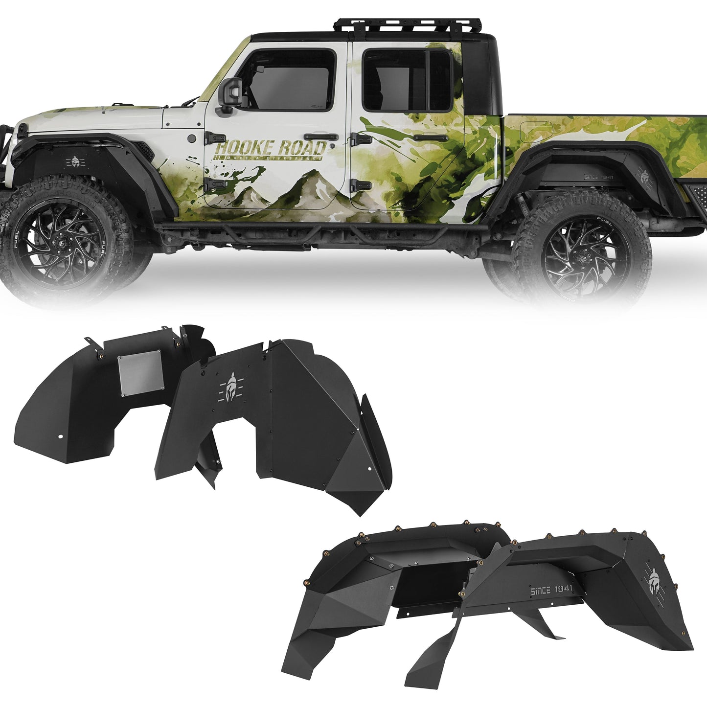 Front & Rear Inner Fender Liners For 2018-2025 Jeep Wrangler JL / Gladiator JT (Excluding Rubicon 3.6L Engine) - Landshaker4x4