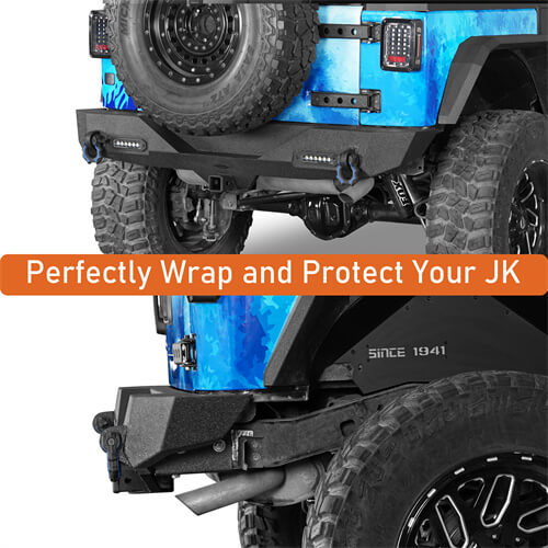 Jeep Accessories Rear Bumper w/ white LED spotlights For 2007-2018 Jeep Wrangler JK - LandShaker4x4