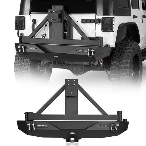 JK Explorer Rear Bumper w/Tire Carrier & 2Inch Hitch Receiver(07-18 Jeep Wrangler JK)-LandShaker