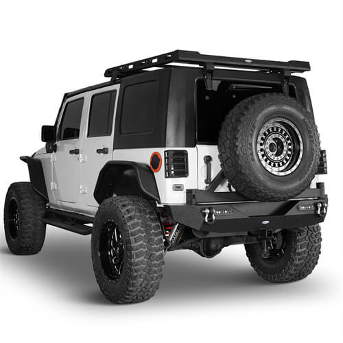 JK Explorer Rear Bumper w/Tire Carrier & 2Inch Hitch Receiver(07-18 Jeep Wrangler JK)-LandShaker