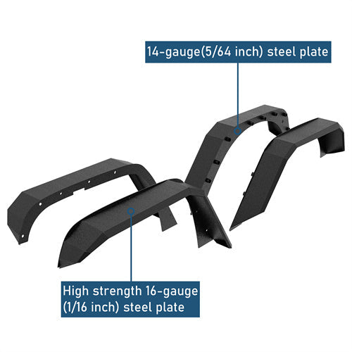Flat Tube Fender Flares(07-18 Jeep Wrangler JK)-LandShaker