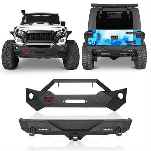 Rock Crawler Stubby Front Bumper & Different Trail Rear Bumper Combo(07-18 Jeep Wrangler JK JKU)-LandShaker