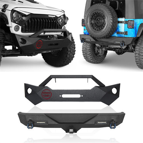 Rock Crawler Stubby Front Bumper & Different Trail Rear Bumper Combo(07-18 Jeep Wrangler JK JKU)-LandShaker